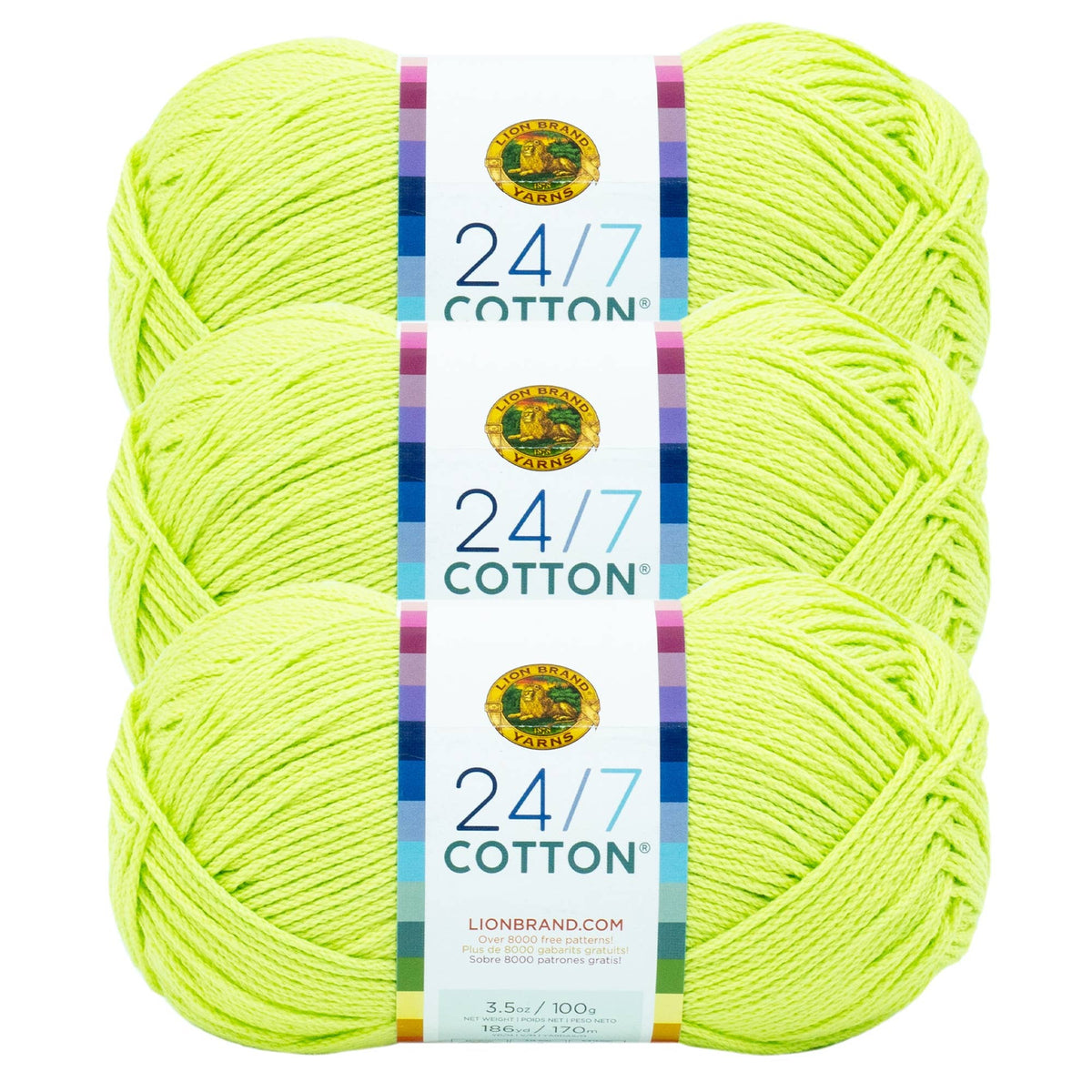Lion Brand Yarn 24/7 Cotton Lime
