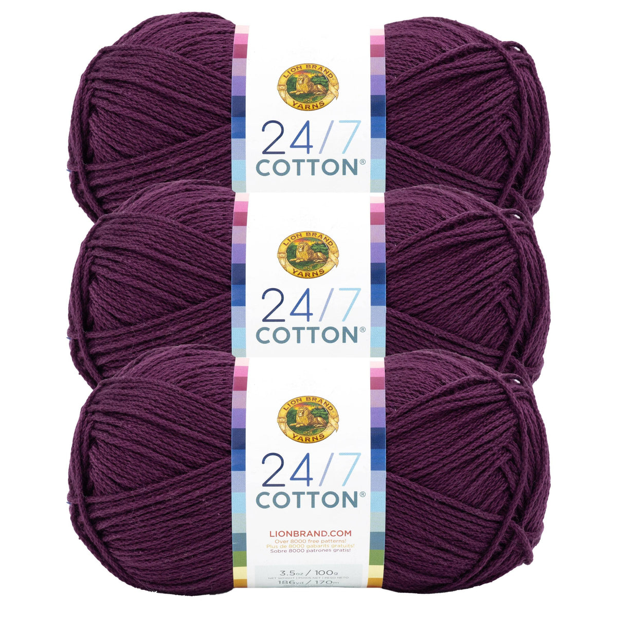 Lion Brand Yarn 24/7 Cotton Eggplant
