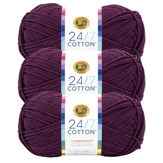 Lion Brand Yarn 24/7 Cotton Eggplant