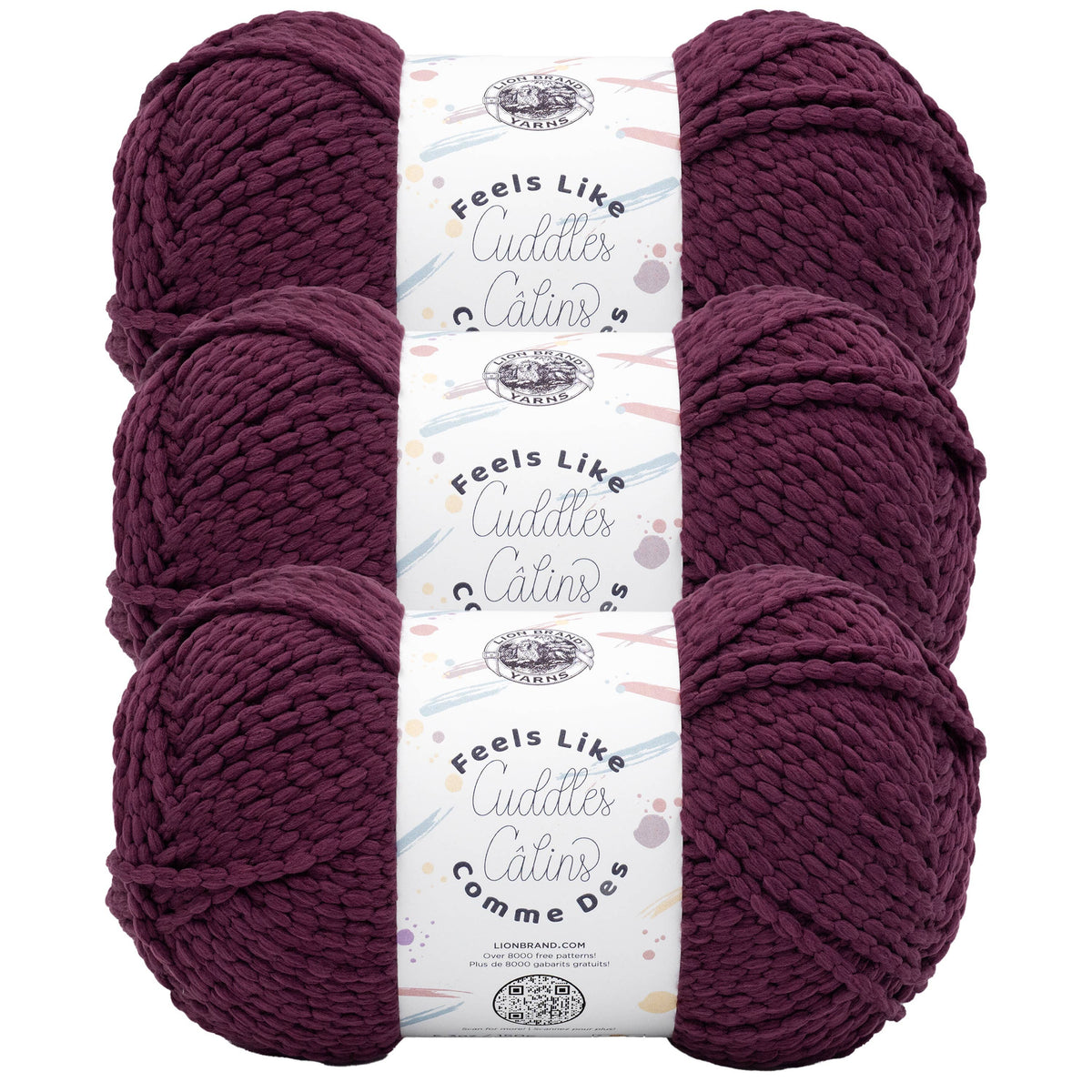 Lion Brand Yarn Feels Like Cuddles Eggplant