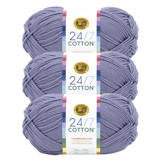 Lion Brand Yarn 24/7 Cotton Blue Grey