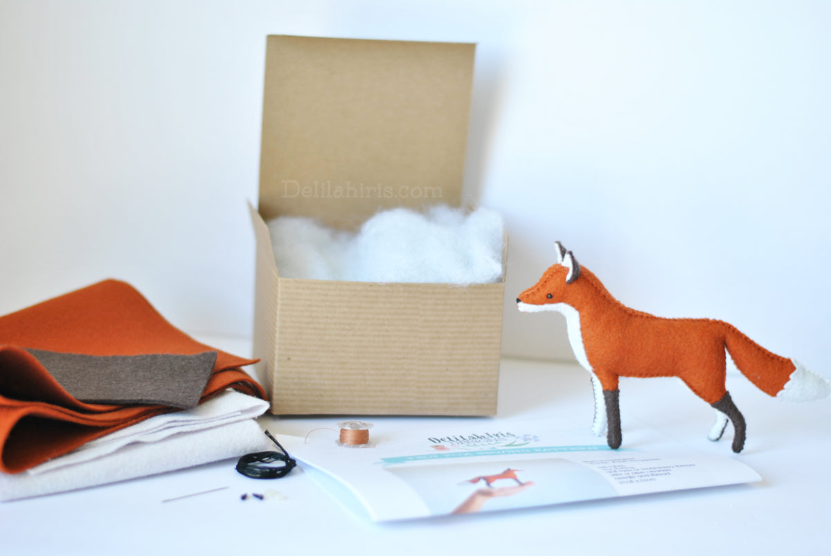 Felt Fox Stuffed Animal DIY Craft Sewing Kit - Unique Gift!