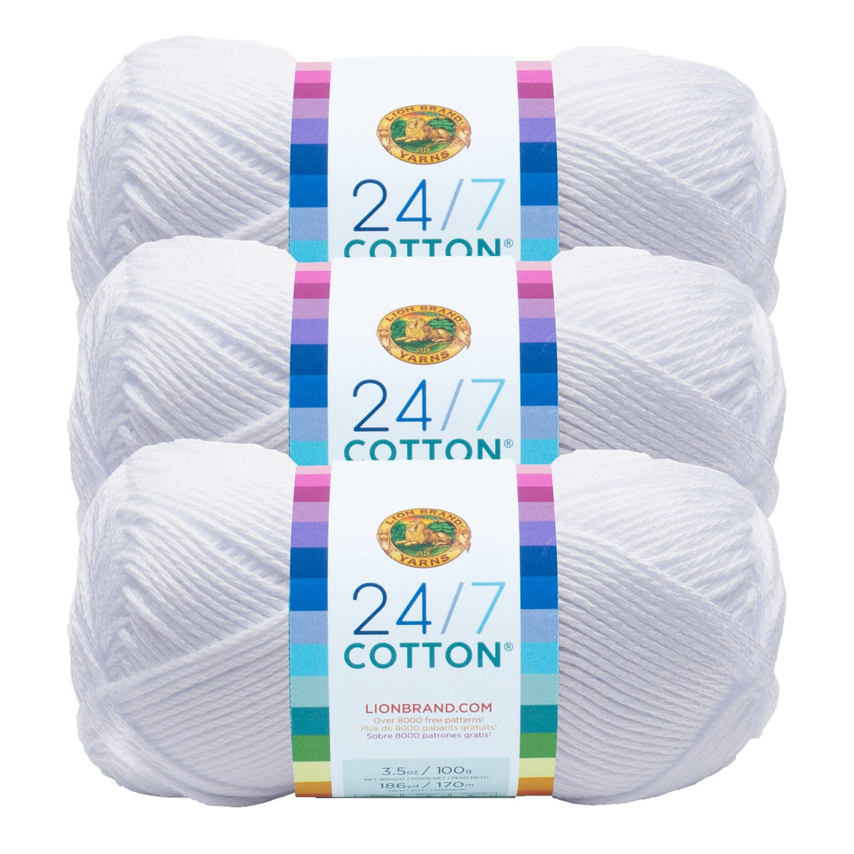 Lion Brand Yarn 24/7 Cotton White