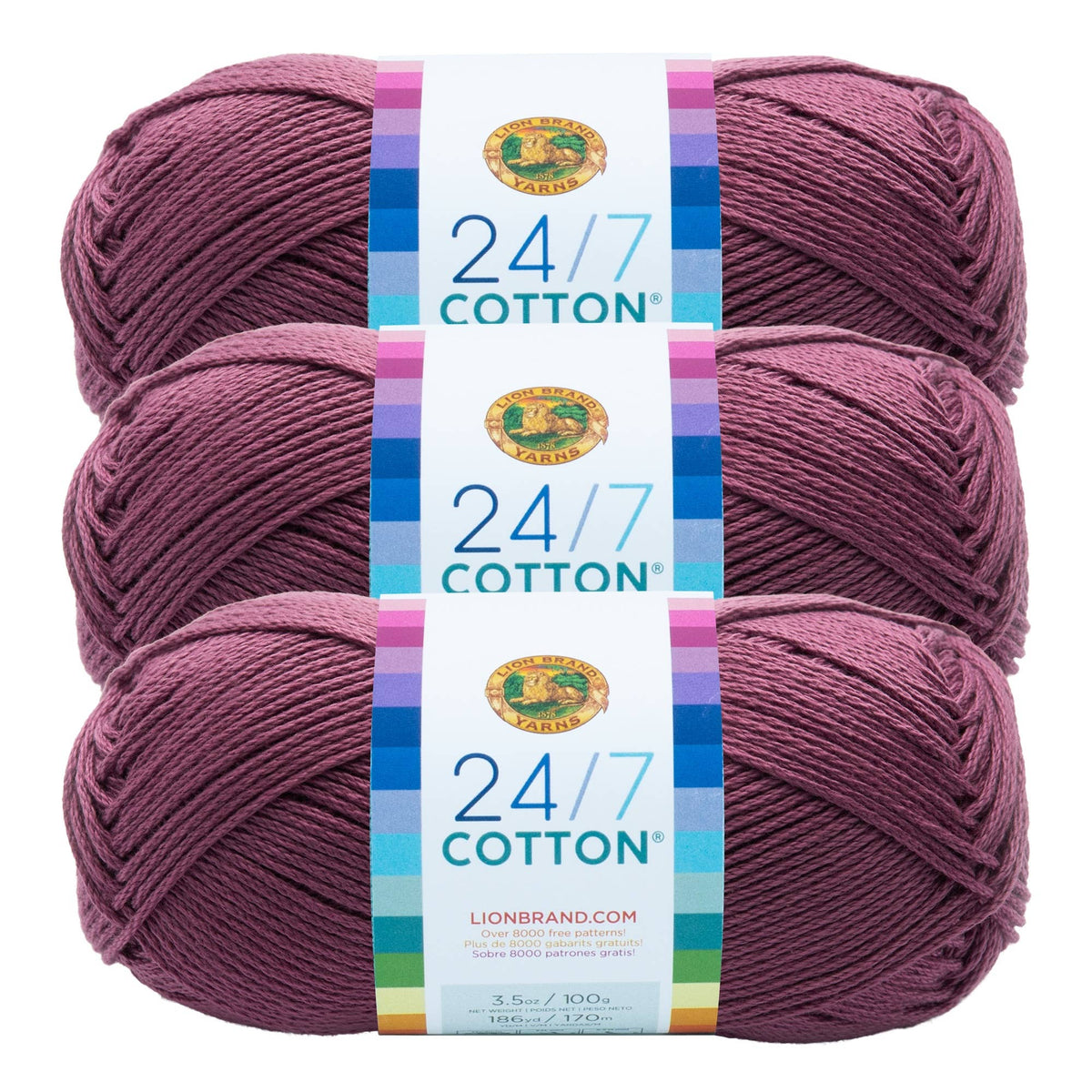 Lion Brand Yarn 24/7 Cotton Lilac