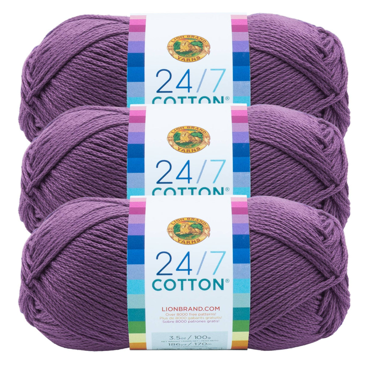 Lion Brand Yarn 24/7 Cotton Purple