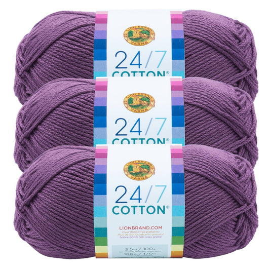Lion Brand Yarn 24/7 Cotton Purple
