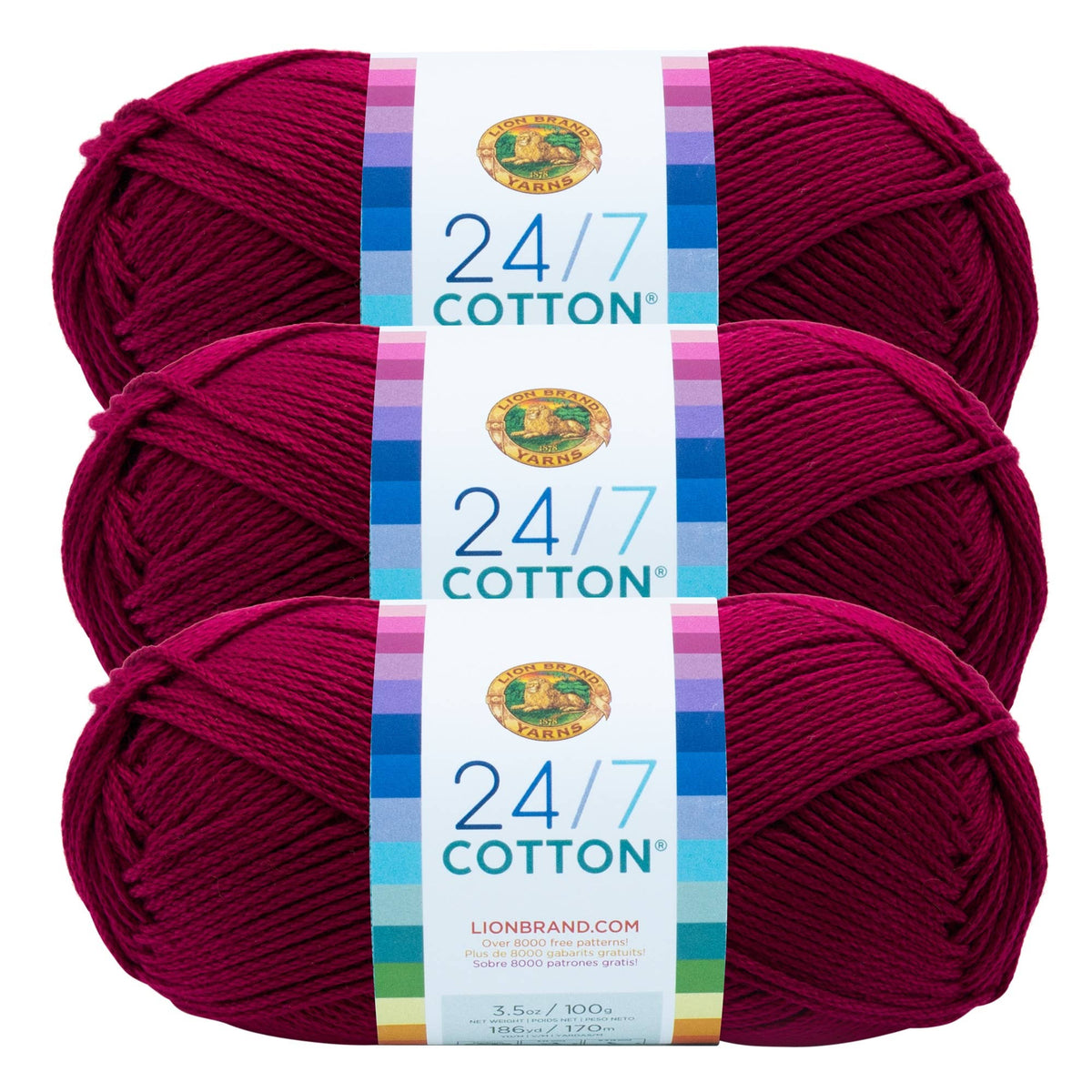Lion Brand Yarn 24/7 Cotton Magenta
