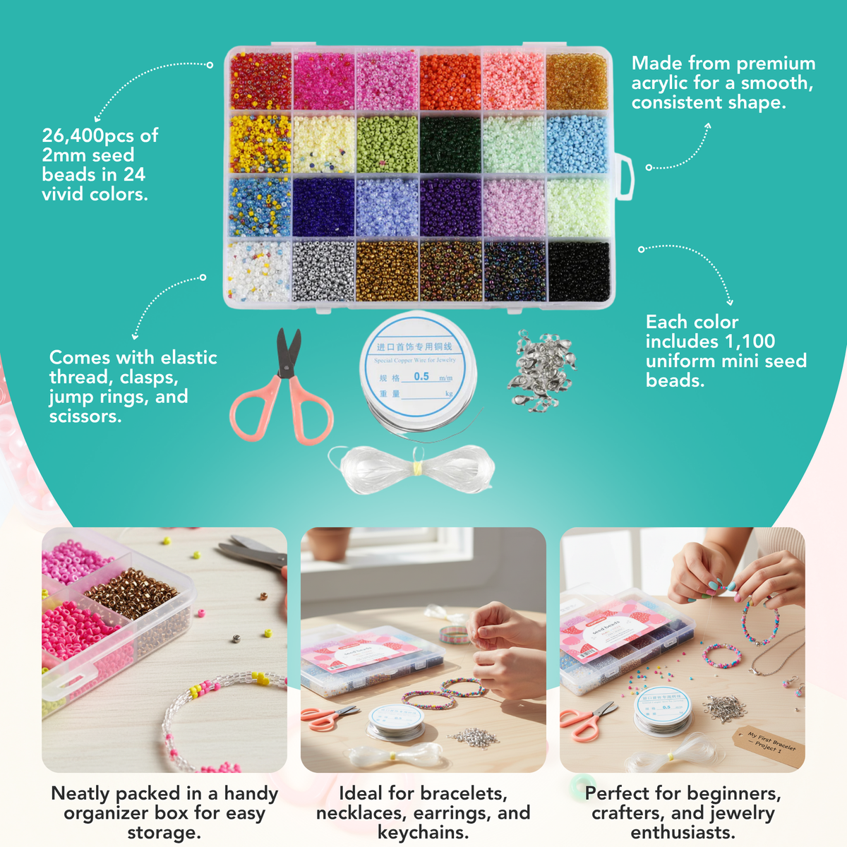 Incraftables 26400pc Seed Beads Kit