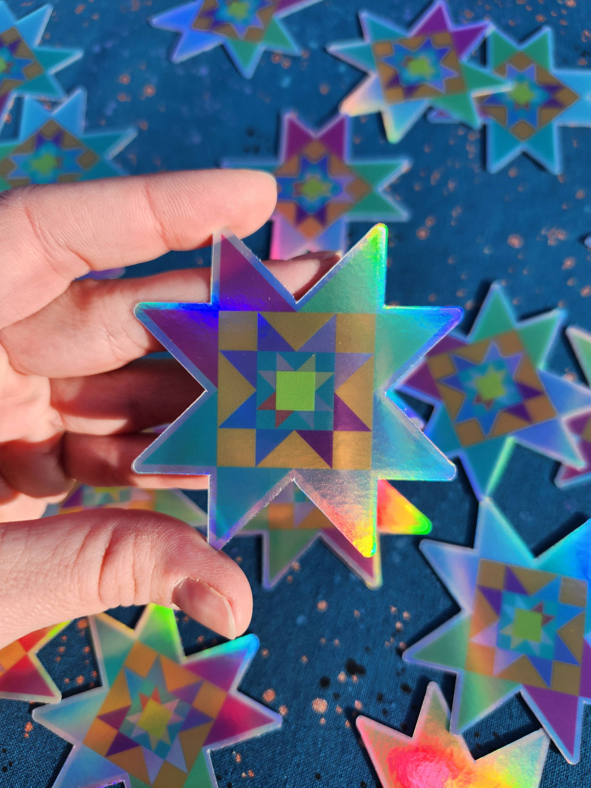 Star Stacked | 2.5" Holographic Star Quilt Block Sticker
