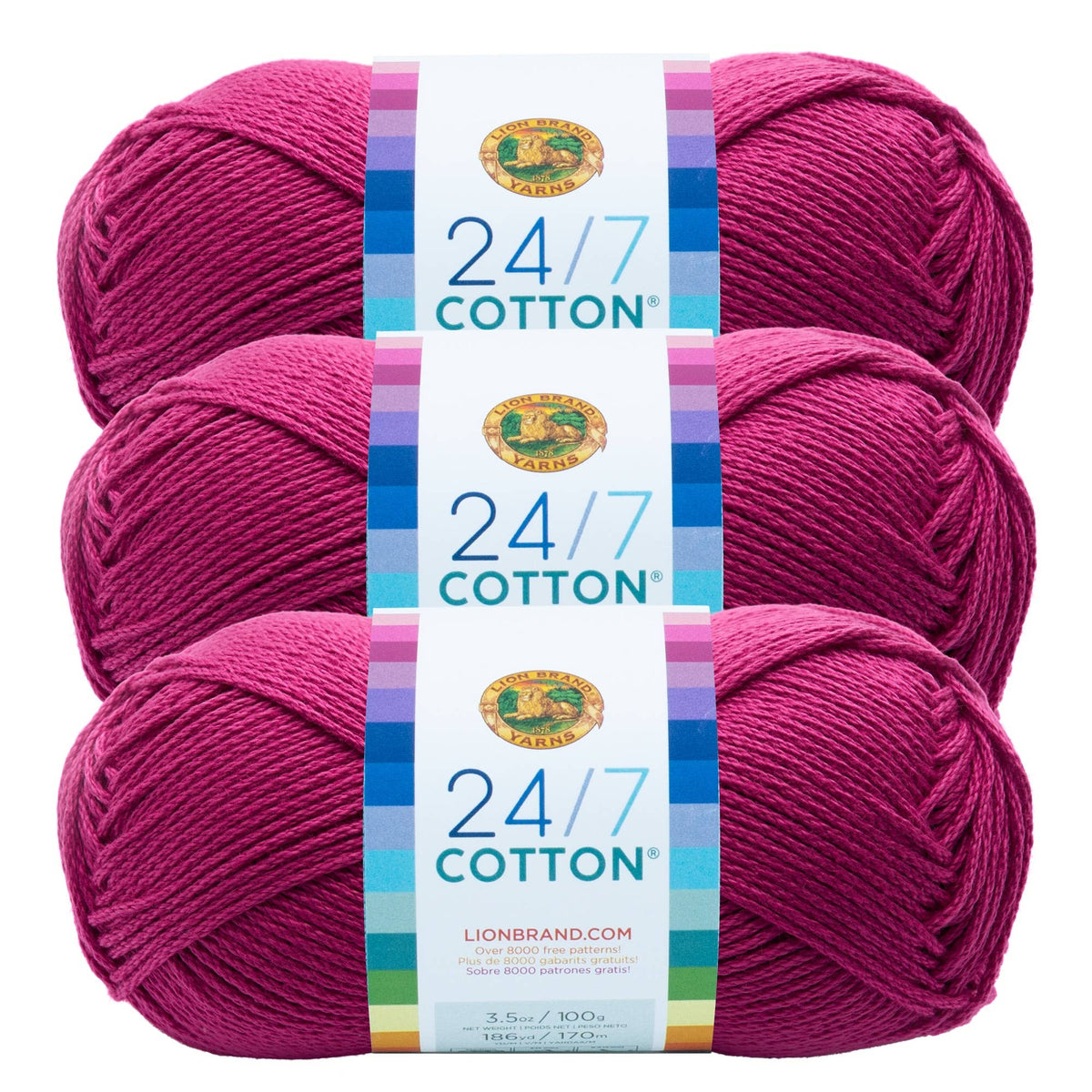 Lion Brand Yarn 24/7 Cotton Rose